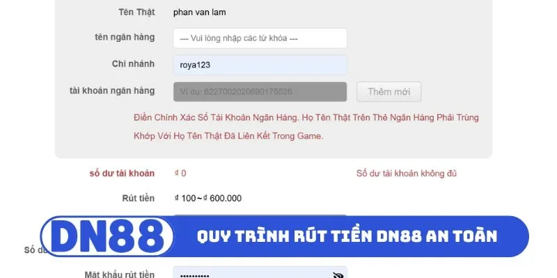 Rút Tiền DN88 2 Chi tiết quy trình rút tiền DN88 an toàn